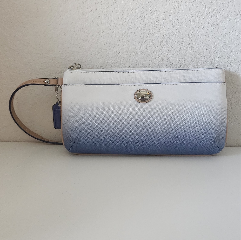 Coach new blue and white ombre wristlet